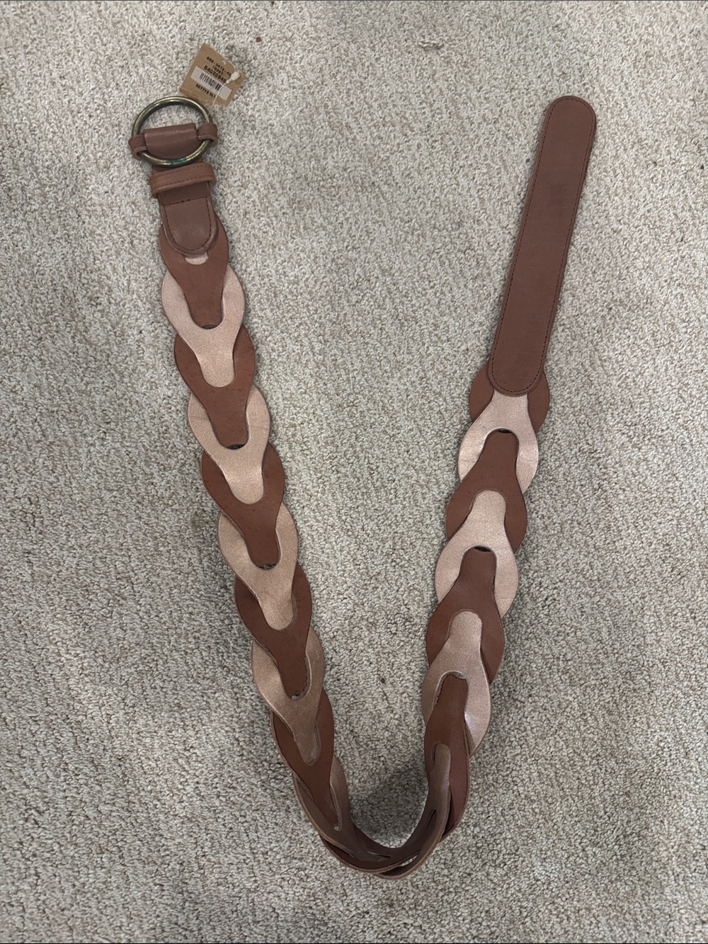 Braided Two-Tone Brown Leather woMen's Belt